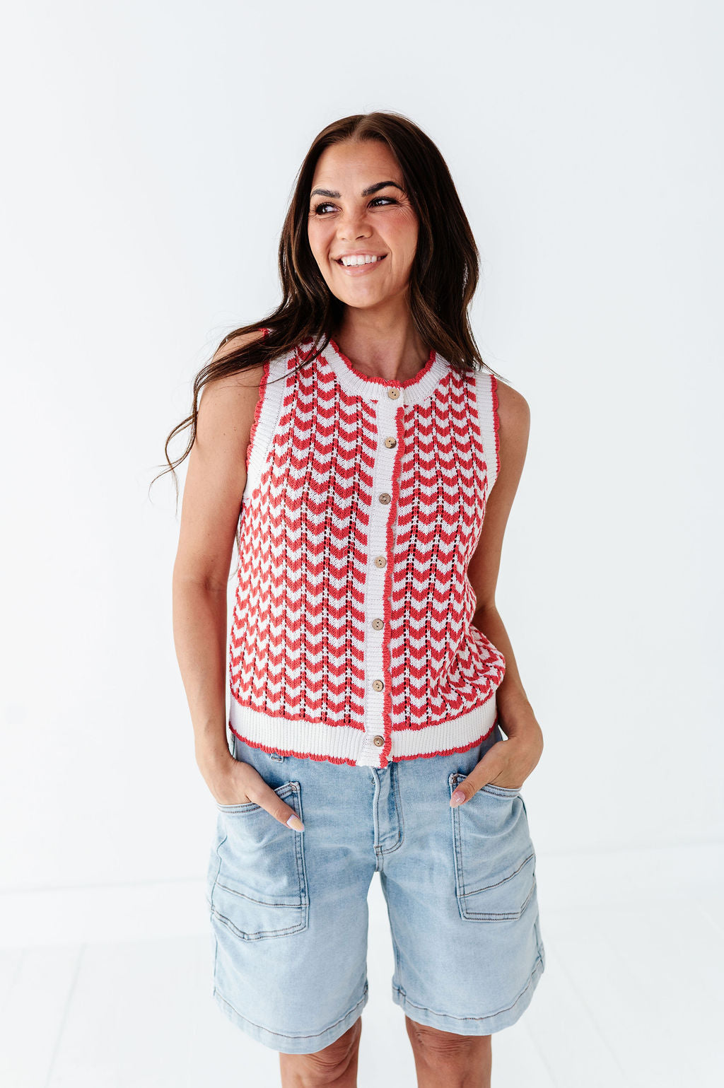 Brooklyn Crochet Vest in Red