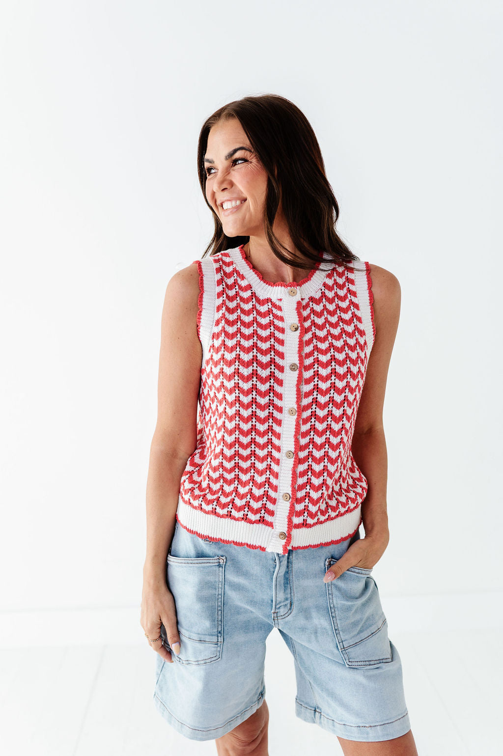 Brooklyn Crochet Vest in Red