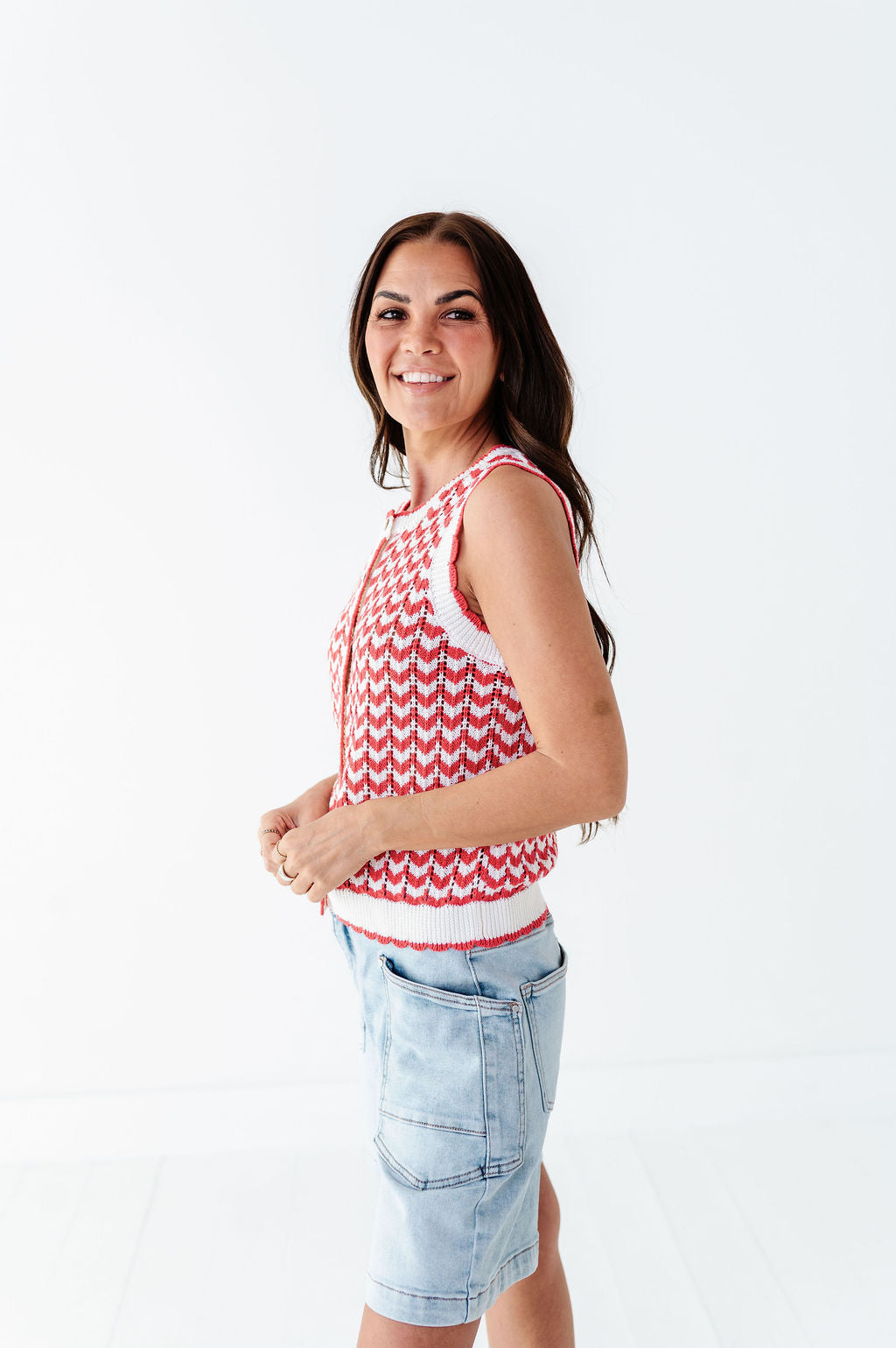 Brooklyn Crochet Vest in Red
