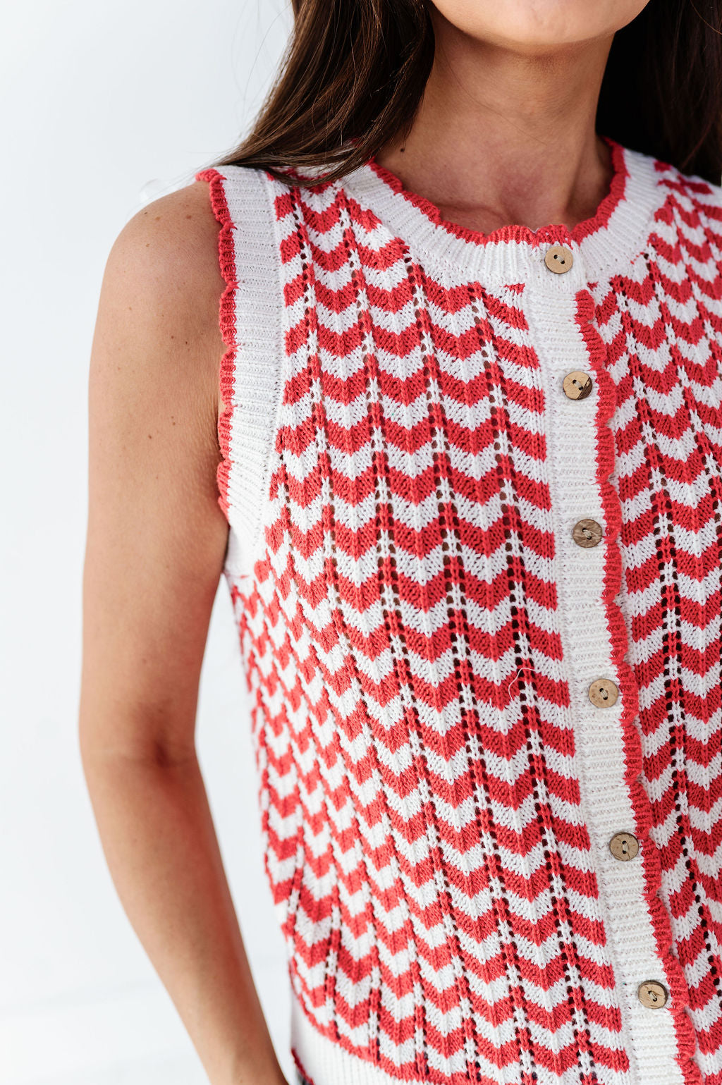 Brooklyn Crochet Vest in Red