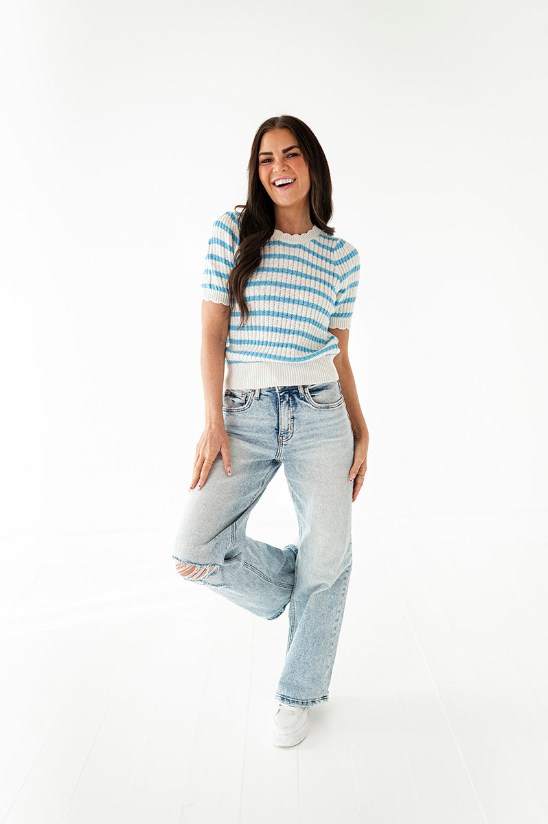 Dakota Striped Top in Blue