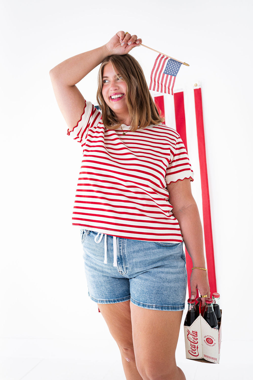Lincoln Striped Top in Red