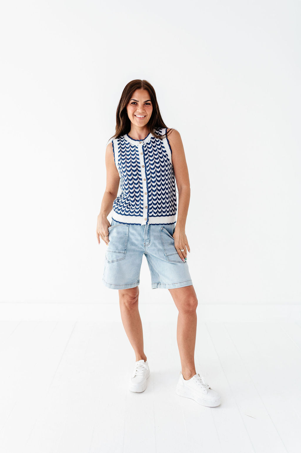 Brooklyn Crochet Vest in Navy
