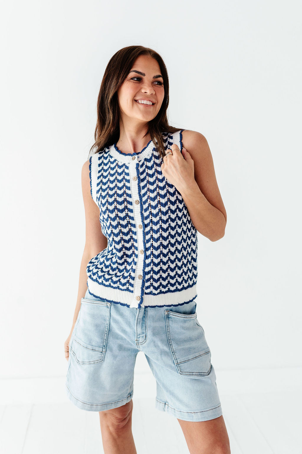 Brooklyn Crochet Vest in Navy