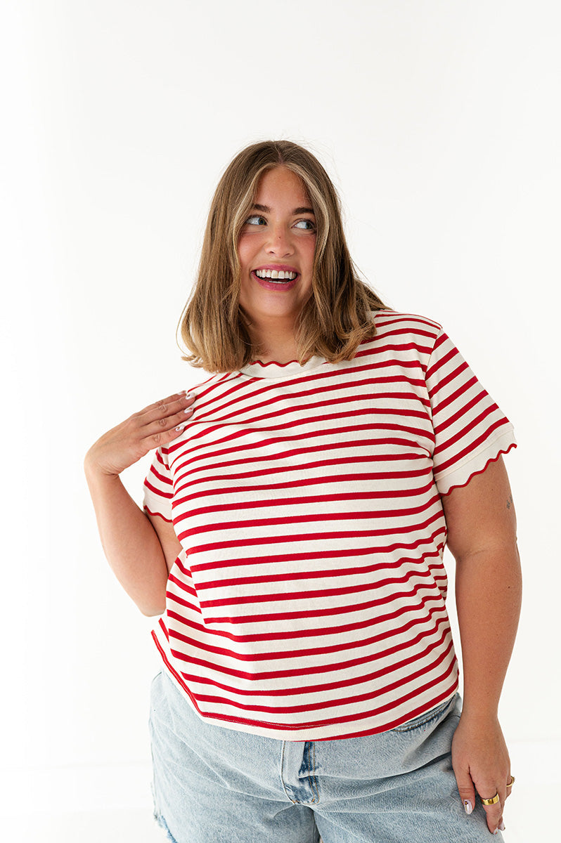 Lincoln Striped Top in Red