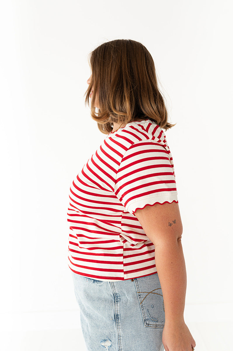 Lincoln Striped Top in Red
