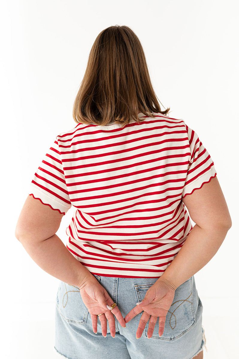 Lincoln Striped Top in Red