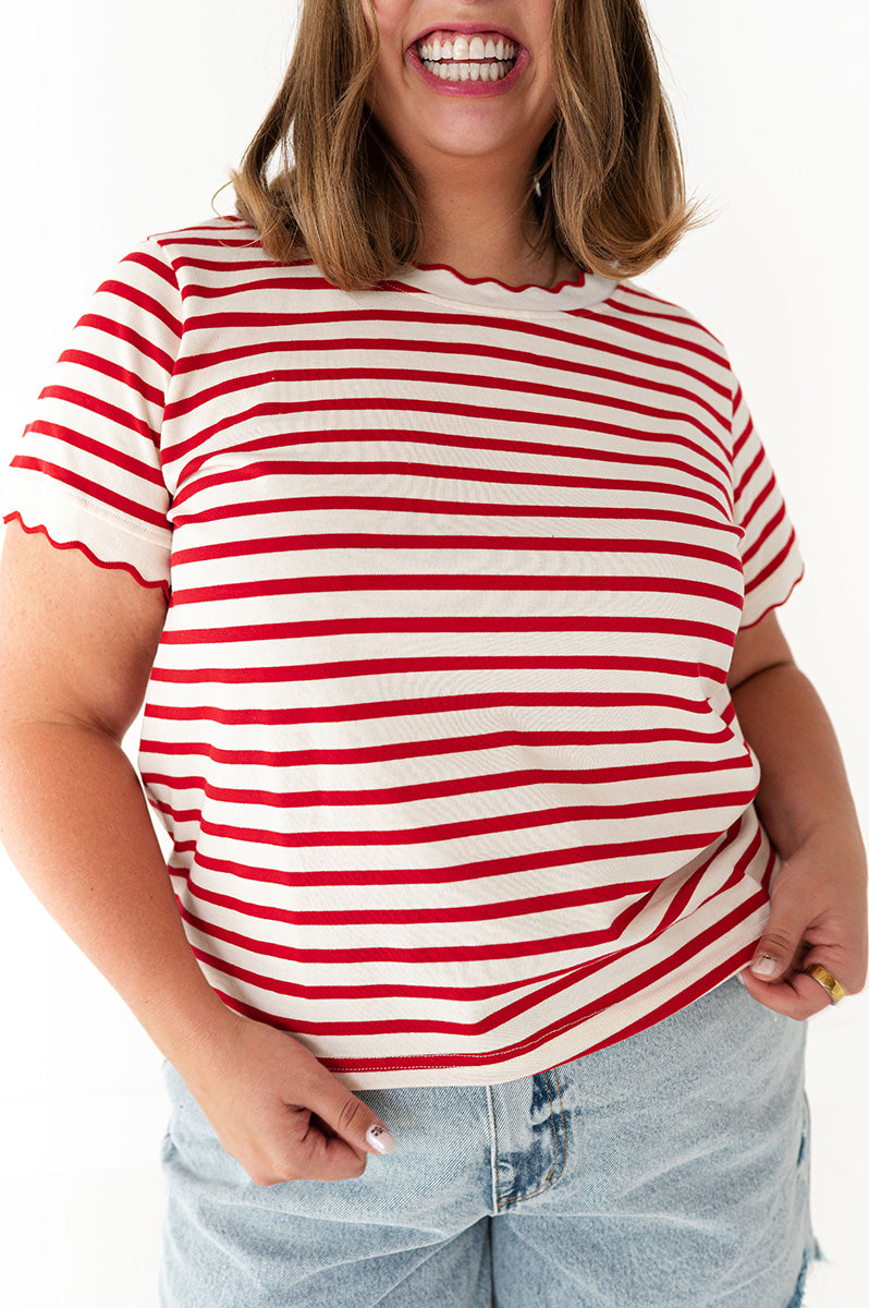 Lincoln Striped Top in Red