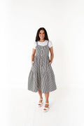 Cheyanne Overall Dress in Black Stripe