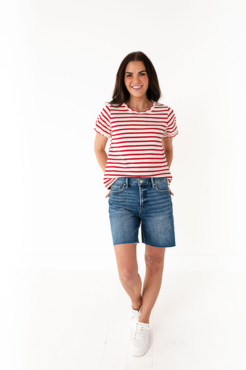 Lincoln Striped Top in Red