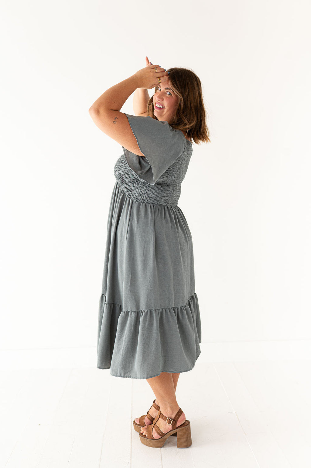 Mollie Midi Dress in Powder Blue