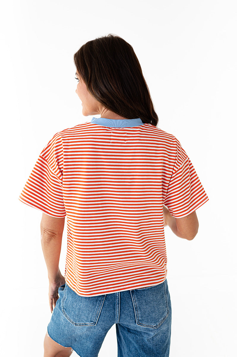 Kai Striped Top in Orange