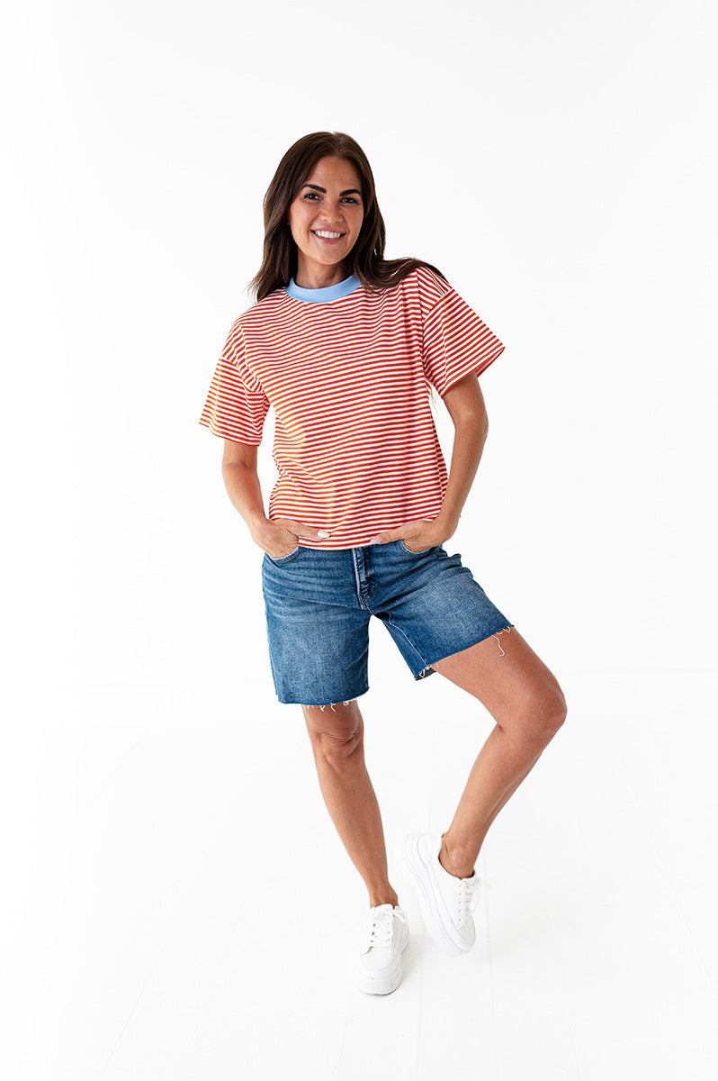 Kai Striped Top in Orange