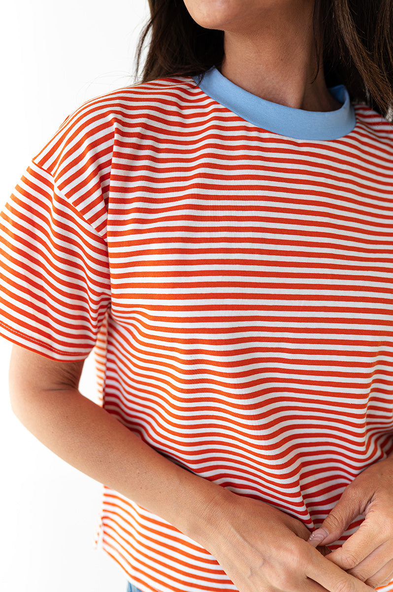 Kai Striped Top in Orange