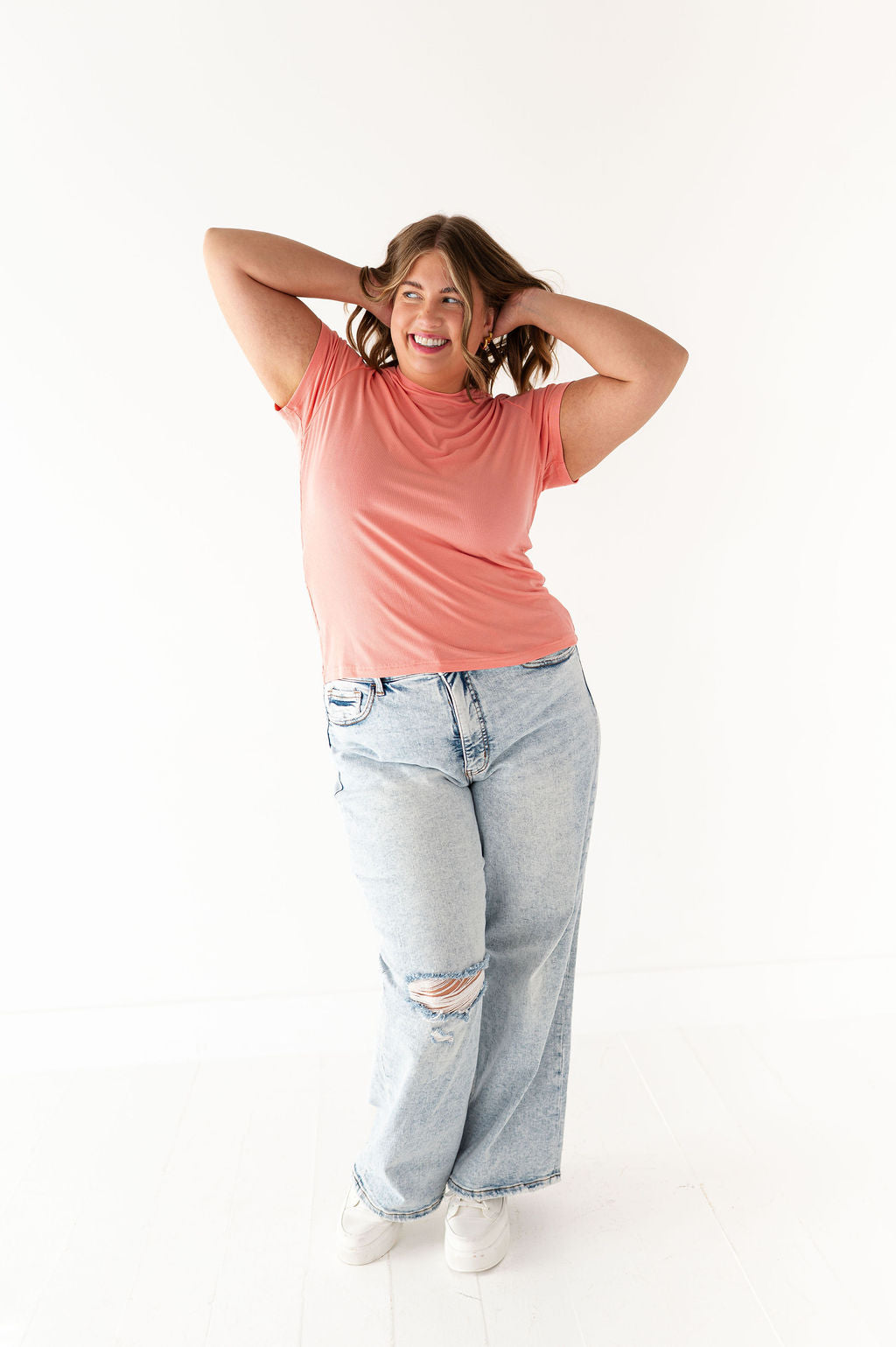Brandy Ribbed Top in Coral