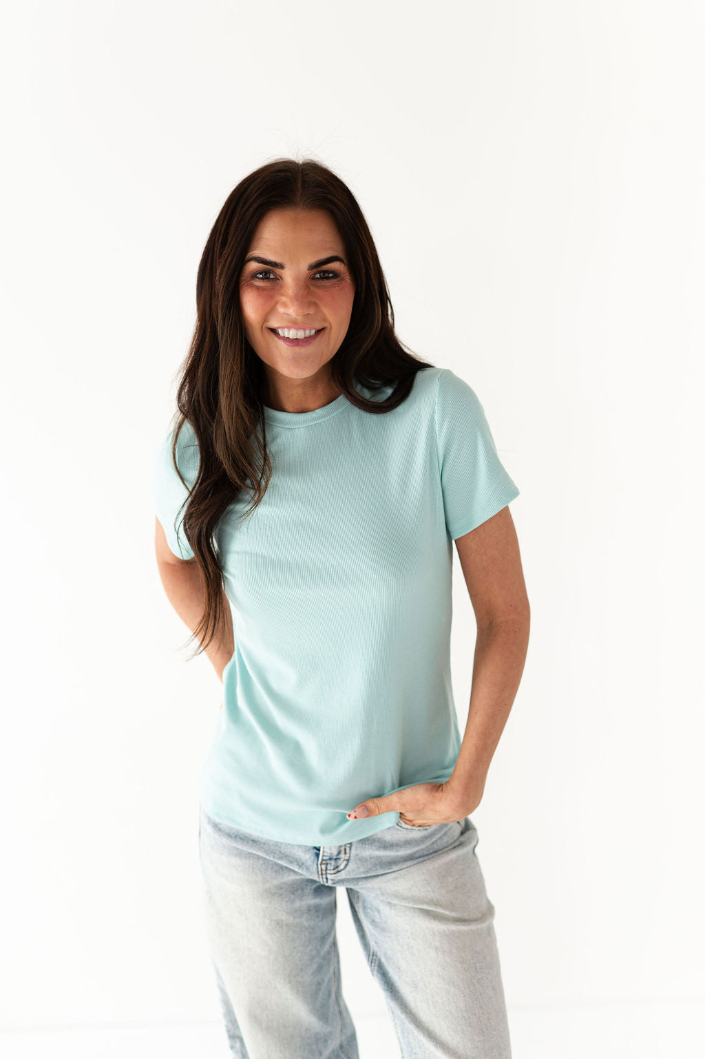 Brandy Ribbed Top in Seafoam