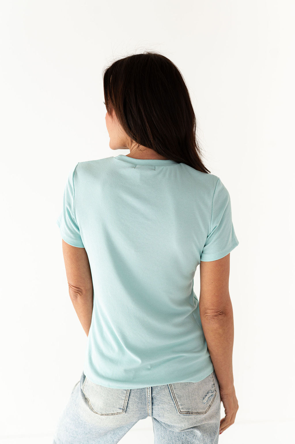 Brandy Ribbed Top in Seafoam
