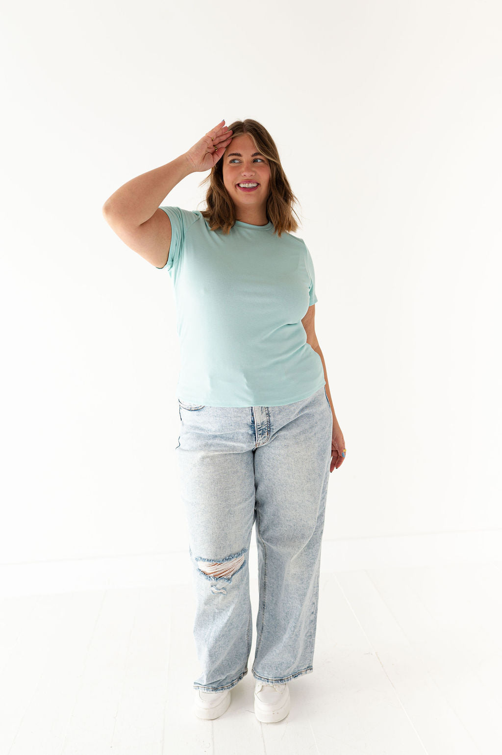 Brandy Ribbed Top in Seafoam
