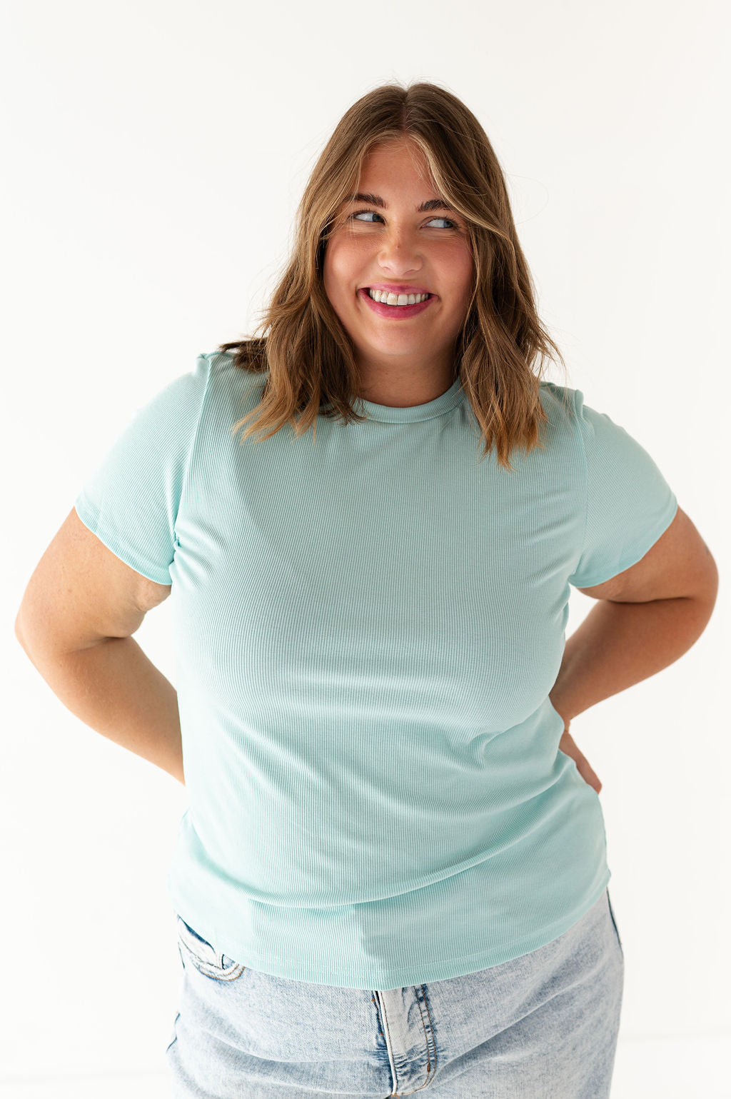 Brandy Ribbed Top in Seafoam