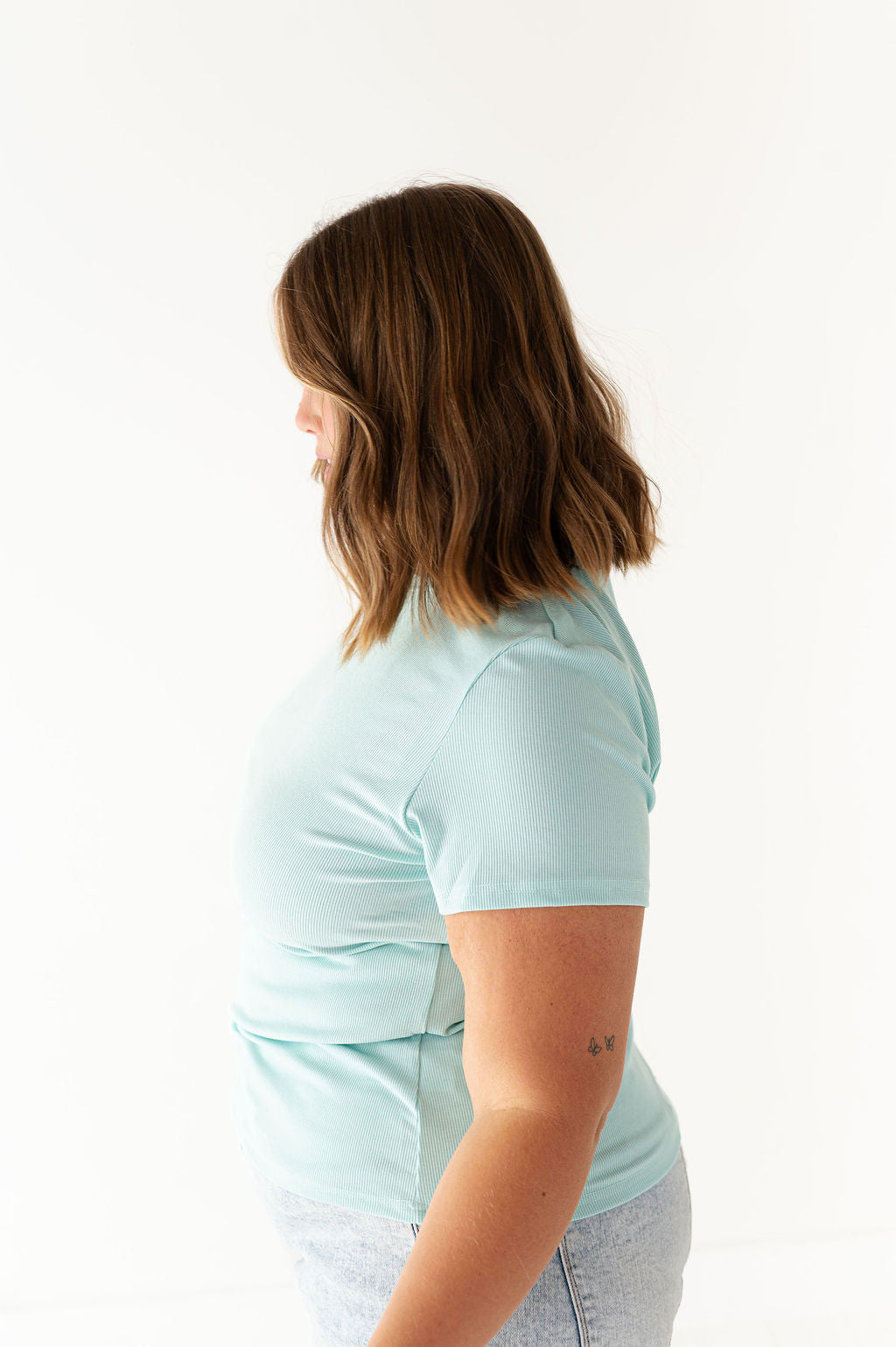 Brandy Ribbed Top in Seafoam